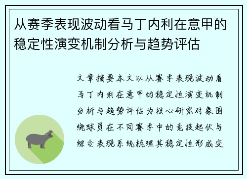 从赛季表现波动看马丁内利在意甲的稳定性演变机制分析与趋势评估